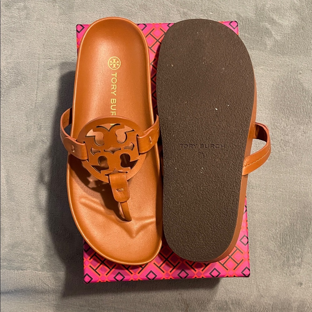 Tory Burch Tan Leather Slides - Picture 5 of 7